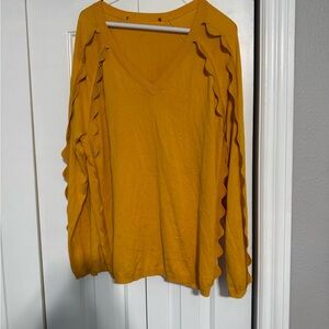 Cut label MaxMara Yellow Ruffled Sleeve Sweater